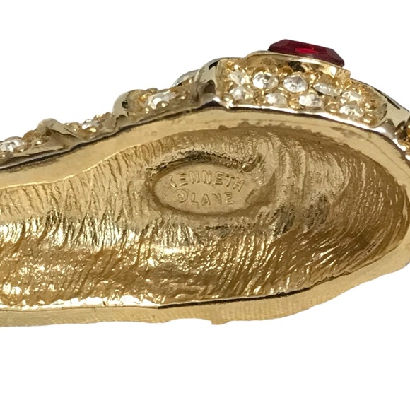 Kenneth Lane KJL Snake Hinged Bracelet Clear Crystal Paved Red Eyes Enamel Body - Picture 6 of 8